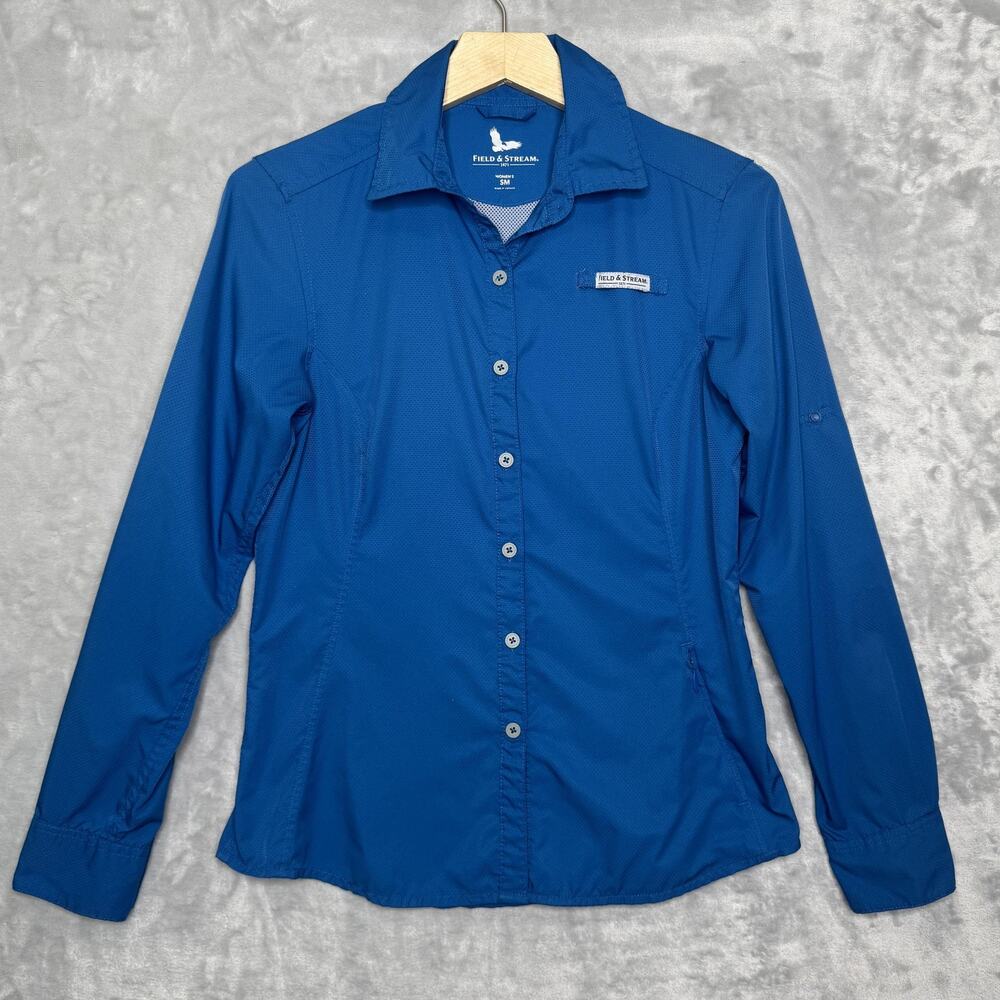 Field & Stream Shirt Womens Small Blue Long Sleeve Button Up Fishing Outdoors